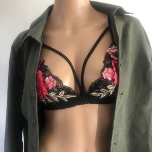 Black Lace Floral Bralette